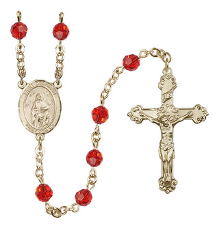 14 Karat Gold-Filled 6mm Austrian Crystal Saint Deborah Rosary in Ruby