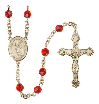 14 Karat Gold-Filled 6mm Austrian Crystal Saint Paul of the Cross Rosary in Ruby