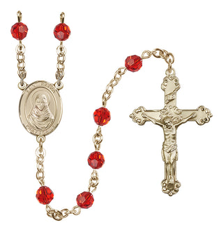 14 Karat Gold-Filled 6mm Austrian Crystal Saint Rafka Rosary in Ruby