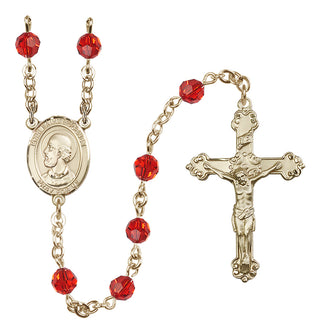 14 Karat Gold-Filled 6mm Austrian Crystal Pope Saint Eugene I Rosary in Ruby