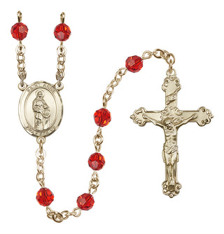 14 Karat Gold-Filled 6mm Austrian Crystal Saint Anne Rosary in Ruby