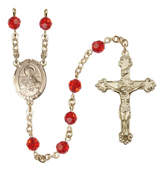 14 Karat Gold-Filled 6mm Austrian Crystal Saint Daria Rosary in Ruby