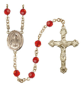 14 Karat Gold-Filled 6mm Austrian Crystal Saint Peter Chanel Rosary in Ruby