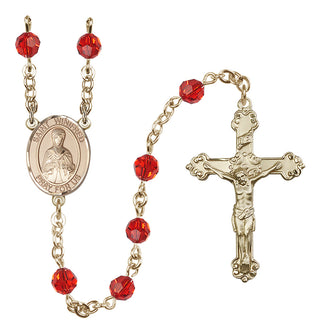 14 Karat Gold-Filled 6mm Austrian Crystal Saint Winifred of Wales Rosary in Ruby