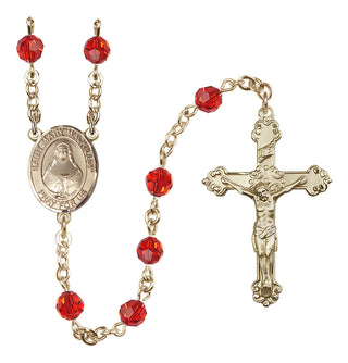 14 Karat Gold-Filled 6mm Austrian Crystal Saint Mary Mackillop Rosary in Ruby