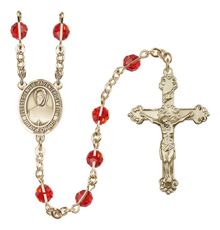 14 Karat Gold-Filled 6mm Austrian Crystal Blessed Emilie Tavernier Gamelin Rosary in Ruby