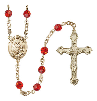 14 Karat Gold-Filled 6mm Austrian Crystal Saint Norbert of Xanten Rosary in Ruby