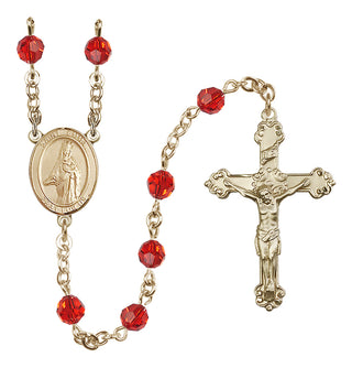 14 Karat Gold-Filled 6mm Austrian Crystal Saint Emma Uffing Rosary in Ruby