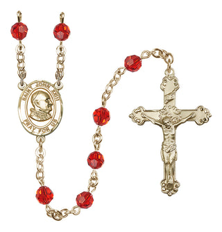 14 Karat Gold-Filled 6mm Austrian Crystal Saint John Xxiii Rosary in Ruby