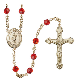 14 Karat Gold 6mm Austrian Crystal Santa Barbara Rosary in Ruby