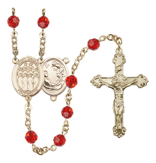14 Karat Gold 6mm Austrian Crystal Saint Cecilia / Choir Rosary in Ruby