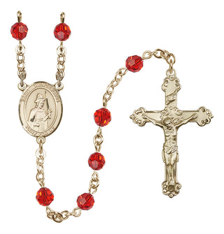 14 Karat Gold 6mm Austrian Crystal Saint Wenceslaus Rosary in Ruby