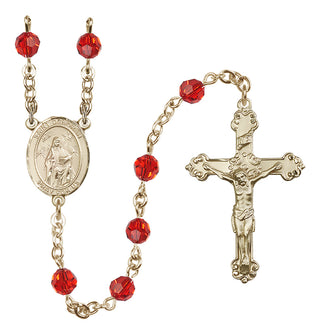 14 Karat Gold 6mm Austrian Crystal Saint Deborah Rosary in Ruby