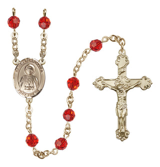 14 Karat Gold 6mm Austrian Crystal Saint Peter Chanel Rosary in Ruby