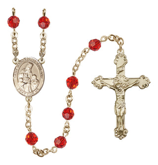 14 Karat Gold 6mm Austrian Crystal Saint Margaret of Scotland Rosary in Ruby