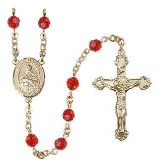 14 Karat Gold 6mm Austrian Crystal Saint Fidelis Rosary in Ruby