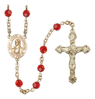 14 Karat Gold 6mm Austrian Crystal Saint Kateri Tekakwitha Rosary in Ruby