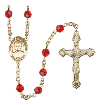 14 Karat Gold 6mm Austrian Crystal Saint Jose Sanchez del Rio Rosary in Ruby