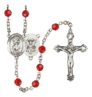 Sterling Silver 6mm Saint Christopher / Navy Rosary