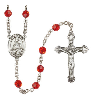 Sterling Silver 6mm Austrian Crystal Saint Daniel Rosary in Ruby