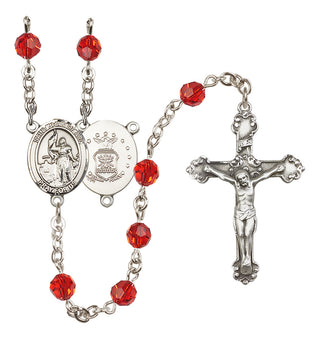 Sterling Silver 6mm Austrian Crystal Saint Joan of Arc / Air Force Rosary in Ruby
