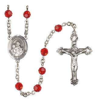 Sterling Silver 6mm Austrian Crystal San Jose Rosary in Ruby