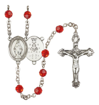 Sterling Silver 6mm Miraculous  Engraved Catholic Rosaries