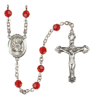 Sterling Silver 6mm Austrian Crystal Saint Raymond Nonnatus Rosary in Ruby