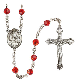 Sterling Silver 6mm Austrian Crystal Saint Rose of Lima Rosary in Ruby