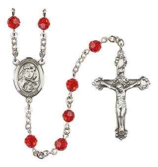Sterling Silver 6mm Austrian Crystal Saint Sarah Rosary in Ruby