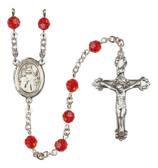 Sterling Silver 6mm Austrian Crystal Maria Stein Rosary in Ruby