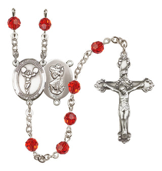 Sterling Silver 6mm Saint Christopher/Cheerleading  Engraved Catholic Rosaries