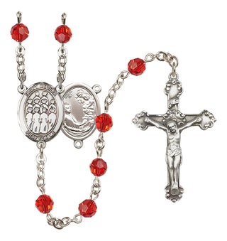Sterling Silver 6mm Austrian Crystal Saint Cecilia / Choir Rosary in Ruby