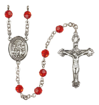 Sterling Silver 6mm Austrian Crystal Saint Germaine Cousin Rosary in Ruby