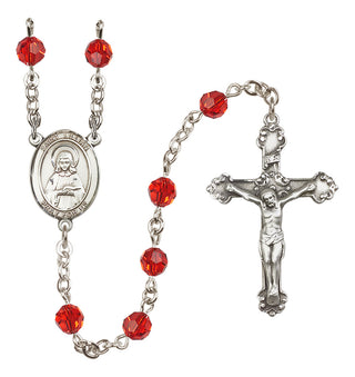 Sterling Silver 6mm Austrian Crystal Saint Lillian Rosary in Ruby