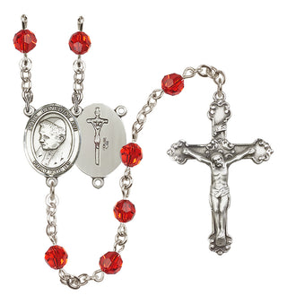 Sterling Silver 6mm Austrian Crystal Pope Emeritace Benedict XVI Rosary in Ruby