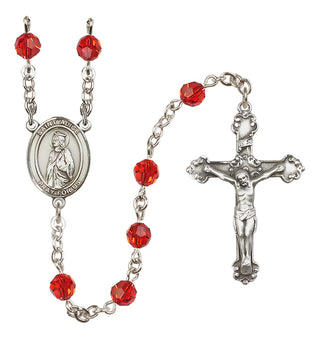 Sterling Silver 6mm Austrian Crystal Saint Alice Rosary in Ruby
