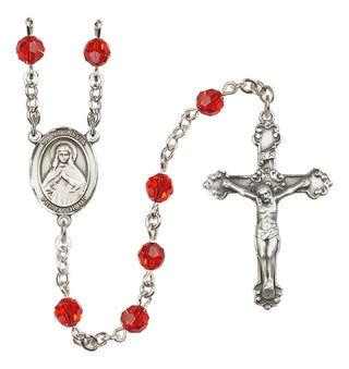 Sterling Silver 6mm Austrian Crystal Saint Olivia Rosary in Ruby