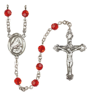 Sterling Silver 6mm Austrian Crystal Our Lady of Grapes Rosary in Ruby