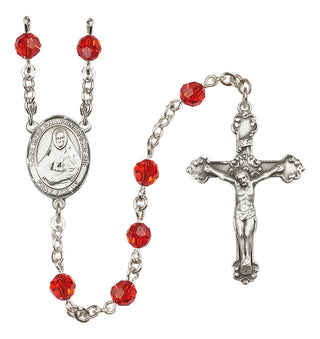 Sterling Silver 6mm Austrian Crystal Saint Rose Philippine Duchesne Rosary in Ruby