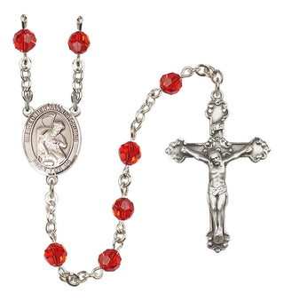 Sterling Silver 6mm Austrian Crystal Blessed Herman the Cripple Rosary in Ruby