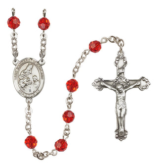 Sterling Silver 6mm Austrian Crystal Saint Margaret of Scotland Rosary in Ruby