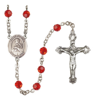 Sterling Silver 6mm Austrian Crystal Saint Fidelis Rosary in Ruby