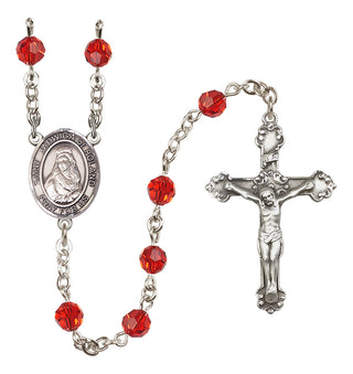 Sterling Silver 6mm Austrian Crystal Saint Jadwiga of Poland Rosary in Ruby