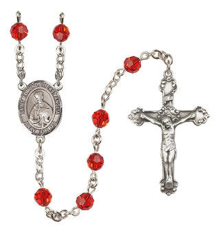 Sterling Silver 6mm Austrian Crystal Saint Edmund of East Anglia Rosary in Ruby