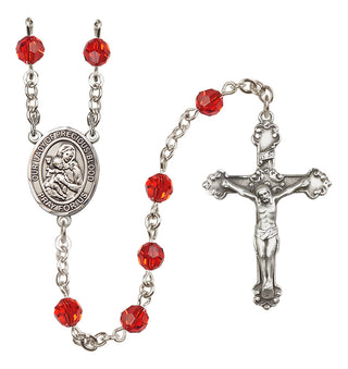 Sterling Silver 6mm Austrian Crystal Our Lady of the Precious Blood Rosary in Ruby