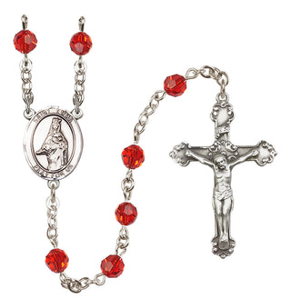Sterling Silver 6mm Austrian Crystal Saint Emma Uffing Rosary in Ruby