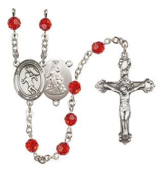 Sterling Silver 6mm Austrian Crystal Guardian Angel/Track&Field-Women Rosary in Ruby