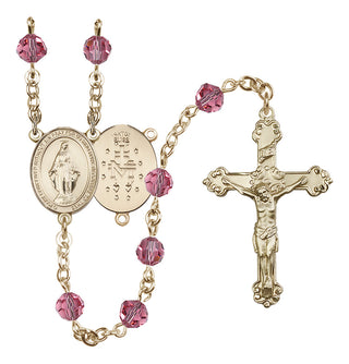 14 Karat Gold-Filled 6mm Austrian Crystal Miraculous Rosary in Rose