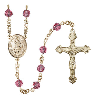 14 Karat Gold-Filled 6mm Austrian Crystal Virgen de la Divina Providencia Rosary in Rose